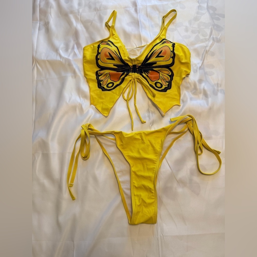 Yellow Butterfly Bikini Set – Size L